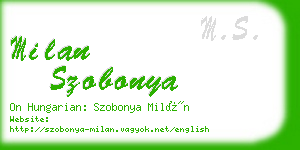 milan szobonya business card